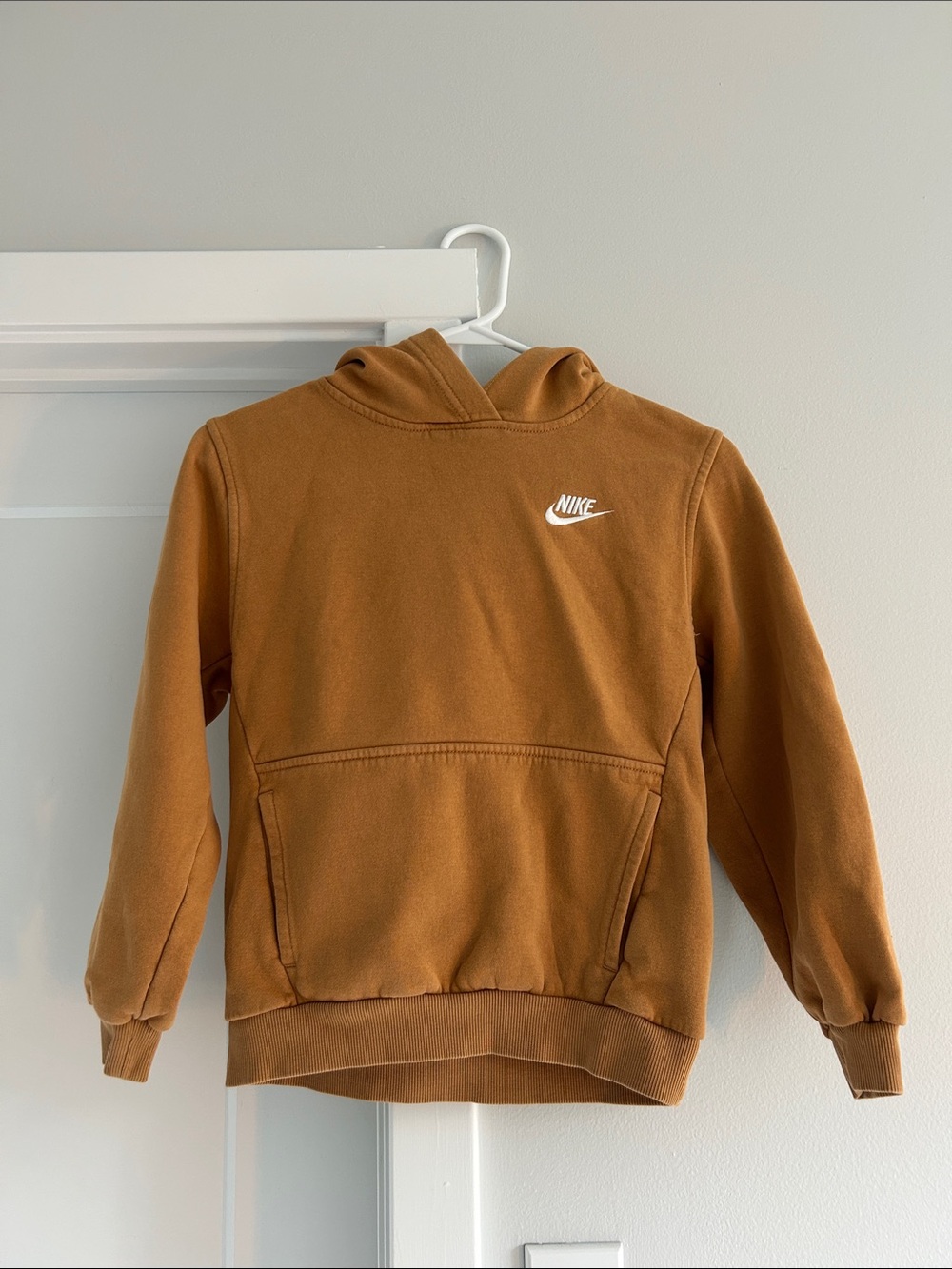 Nike Brown Hooded Pullover Sweatshirt with White Swoosh